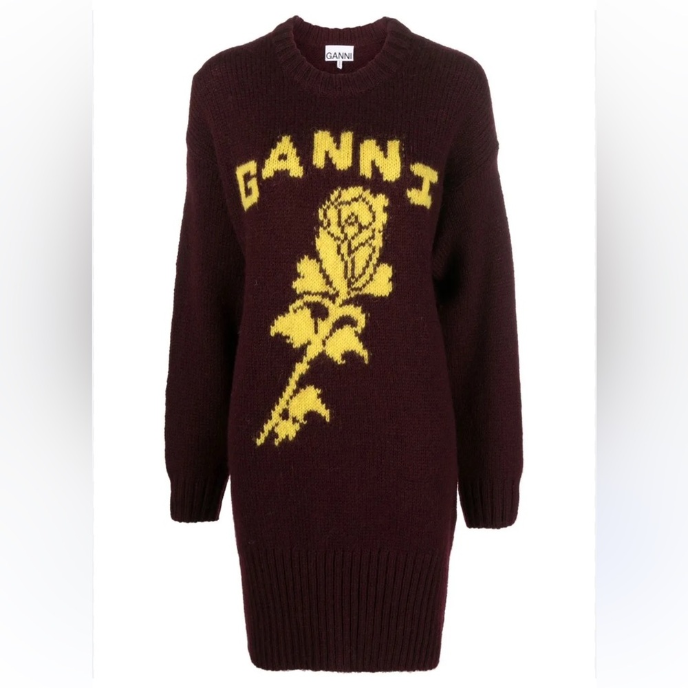 GANNI Burgundy Oversized Sweater / Dress